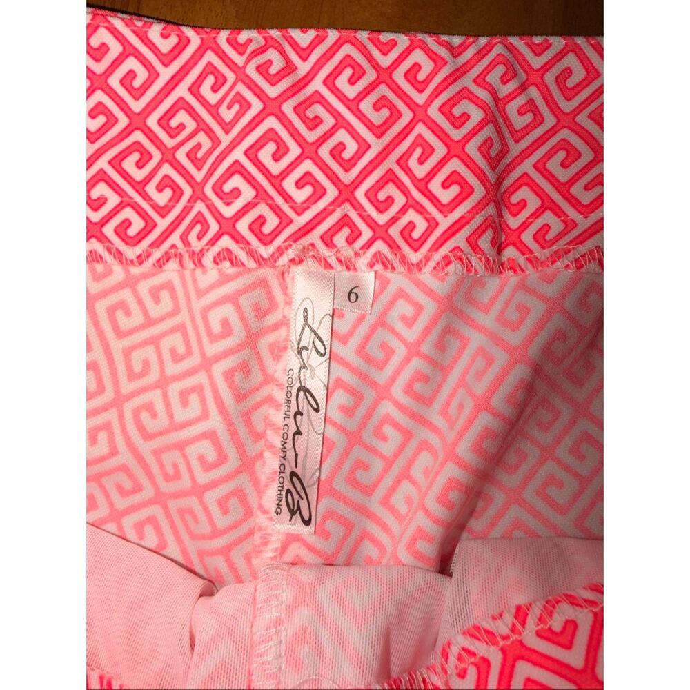 NEW Lulu-B Pull On Flat Front Capri Pants Size 6  Pink Geometric - Picture 4 of 5